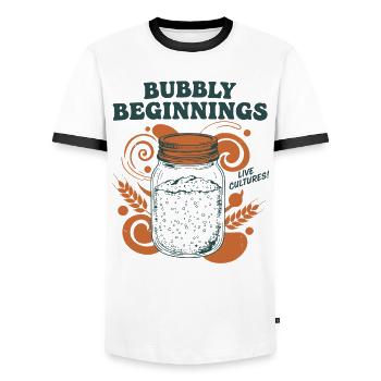 Sauerteig-Sekt-Anfänge Live-Kulturen Backen - Männer Kontrast-T-Shirt - Weiß/Schwarz - Vorne - AI Model Female 172 light (172cm) & AI Model Male 178 dark (178cm)