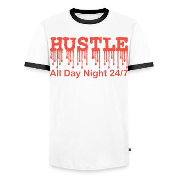 Travaillez toute la journée 24h/7 Entrepreneur motivant - T-shirt contrasté Homme - blanc/noir - Devant - AI Model Female 172 light (172cm) & AI Model Male 178 dark (178cm)