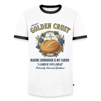Sourdough Bread Baking Baker Local Sourdough Era - Men's Ringer Shirt - white/black - Front - AI Model Female 172 light (172cm) & AI Model Male 178 dark (178cm)