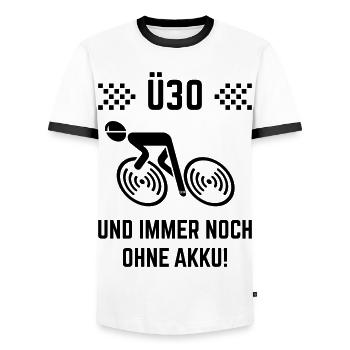 Ü30 Und Immer Noch Ohne Akku! (Fahrrad Rennrad B) - Männer Kontrast-T-Shirt - Weiß/Schwarz - Vorne - AI Model Female 172 light (172cm) & AI Model Male 178 dark (178cm)