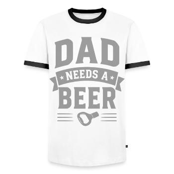 Dad needs a Beer Bottle Opener for Dads - Men's Ringer Shirt - white/black - Front - AI Model Female 172 light (172cm) & AI Model Male 178 dark (178cm)