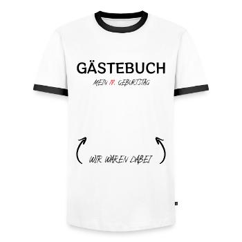 18. Geburtstag Gästebuch - Männer Kontrast-T-Shirt - Weiß/Schwarz - Vorne - AI Model Female 172 light (172cm) & AI Model Male 178 dark (178cm)