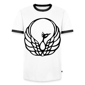 Black Phoenix - Men's Ringer Shirt - white/black - Front - AI Model Female 172 light (172cm) & AI Model Male 178 dark (178cm)