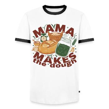 Sourdough Bread Baking Baker Mama Makes The Dough - Men's Ringer Shirt - white/black - Front - AI Model Female 172 light (172cm) & AI Model Male 178 dark (178cm)