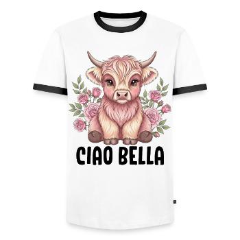 Ciao Bella - Männer Kontrast-T-Shirt - Weiß/Schwarz - Vorne - AI Model Female 172 light (172cm) & AI Model Male 178 dark (178cm)