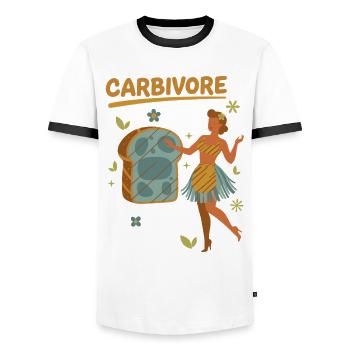Sauerteig Brot Backbäcker KARBIVORE Sauerteig - Männer Kontrast-T-Shirt - Weiß/Schwarz - Vorne - AI Model Female 172 light (172cm) & AI Model Male 178 dark (178cm)