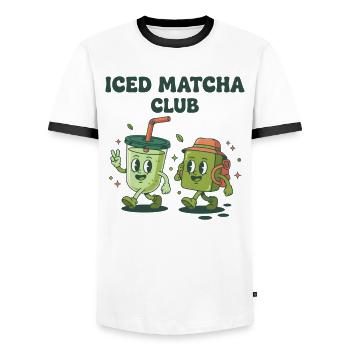 Eiskaffer-Matcha-Club Grüner Tee Matcha-Liebhaber Lustig - Männer Kontrast-T-Shirt - Weiß/Schwarz - Vorne - AI Model Female 172 light (172cm) & AI Model Male 178 dark (178cm)