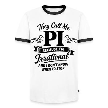 They Call Me Pi Because I'm Irrational Mathe Spruc - Männer Kontrast-T-Shirt - Weiß/Schwarz - Vorne - AI Model Female 172 light (172cm) & AI Model Male 178 dark (178cm)