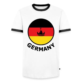 Demi-cercle du drapeau du wagon de l’Allemagne impériale - T-shirt contrasté Homme - blanc/noir - Devant - AI Model Female 172 light (172cm) & AI Model Male 178 dark (178cm)