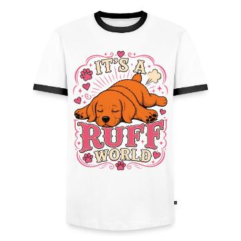 Labrador Ruff World Welpe Shirt - Männer Kontrast-T-Shirt - Weiß/Schwarz - Vorne - AI Model Female 172 light (172cm) & AI Model Male 178 dark (178cm)