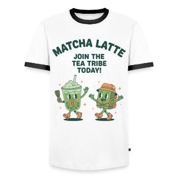 Matcha Latte Heute dem Teestamm beitreten Matcha-Liebhaber - Männer Kontrast-T-Shirt - Weiß/Schwarz - Vorne - AI Model Female 172 light (172cm) & AI Model Male 178 dark (178cm)