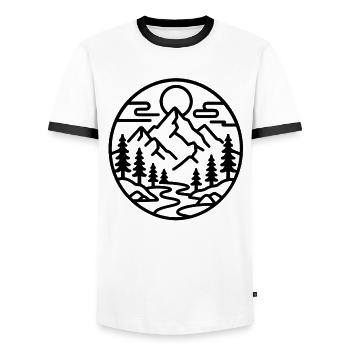 Mountain Forest Emblem - Men's Ringer Shirt - white/black - Front - AI Model Female 172 light (172cm) & AI Model Male 178 dark (178cm)
