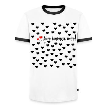 Liebe Für Immer - Männer Kontrast-T-Shirt - Weiß/Schwarz - Vorne - AI Model Female 172 light (172cm) & AI Model Male 178 dark (178cm)