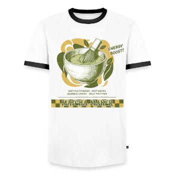 Matcha Maker Energy Boost Matcha Tee Grüner Tee - Männer Kontrast-T-Shirt - Weiß/Schwarz - Vorne - AI Model Female 172 light (172cm) & AI Model Male 178 dark (178cm)