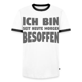 ICH BIN SEIT HEUTE MORGEN BESOFFEN - Männer Kontrast-T-Shirt - Weiß/Schwarz - Vorne - AI Model Female 172 light (172cm) & AI Model Male 178 dark (178cm)