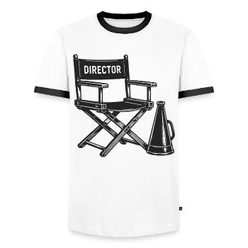 Fauteuil de réalisateur pour les amateurs de cinéma - T-shirt contrasté Homme - blanc/noir - Devant - AI Model Female 172 light (172cm) & AI Model Male 178 dark (178cm)
