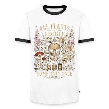 Plantes, jardiniers, jardin, toutes les plantes sont comestibles - T-shirt contrasté Homme - blanc/noir - Devant - AI Model Female 172 light (172cm) & AI Model Male 178 dark (178cm)