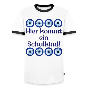 Nazar Auge Schulkind - Männer Kontrast-T-Shirt - Weiß/Schwarz - Vorne - AI Model Female 172 light (172cm) & AI Model Male 178 dark (178cm)