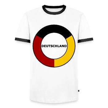 Roter Gelber Deutschland Halbring Schwarz - Männer Kontrast-T-Shirt - Weiß/Schwarz - Vorne - AI Model Female 172 light (172cm) & AI Model Male 178 dark (178cm)