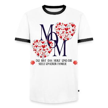 Mom Du bist das Herz und die Seele unserer Familie - Männer Kontrast-T-Shirt - Weiß/Schwarz - Vorne - AI Model Female 172 light (172cm) & AI Model Male 178 dark (178cm)