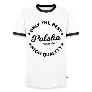 Polen Fans - Männer Kontrast-T-Shirt - Weiß/Schwarz - Vorne - AI Model Female 172 light (172cm) & AI Model Male 178 dark (178cm)