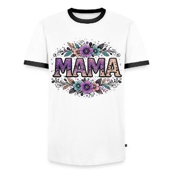 Mom Gift: Retro Mama Visual - Men's Ringer Shirt - white/black - Front - AI Model Female 172 light (172cm) & AI Model Male 178 dark (178cm)