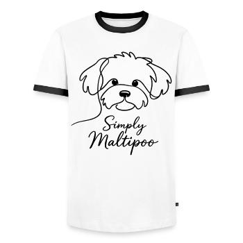 Simply Maltipoo – Minimalistisches Hundedesign - Männer Kontrast-T-Shirt - Weiß/Schwarz - Vorne - AI Model Female 172 light (172cm) & AI Model Male 178 dark (178cm)