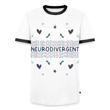 Neurodivergent - Autism Adhd Autismus Adhs - Men's Ringer Shirt - white/black - Front - AI Model Female 172 light (172cm) & AI Model Male 178 dark (178cm)