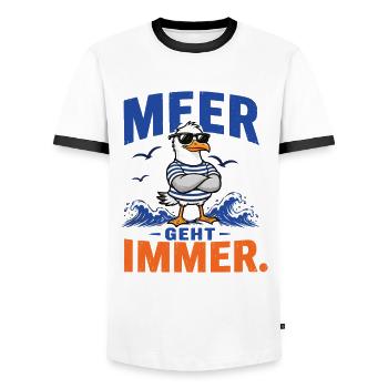 Möwe Meer Geht Immer Shirt - Männer Kontrast-T-Shirt - Weiß/Schwarz - Vorne - AI Model Female 172 light (172cm) & AI Model Male 178 dark (178cm)