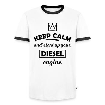 Sport automobile diesel - T-shirt contrasté Homme - blanc/noir - Devant - AI Model Female 172 light (172cm) & AI Model Male 178 dark (178cm)