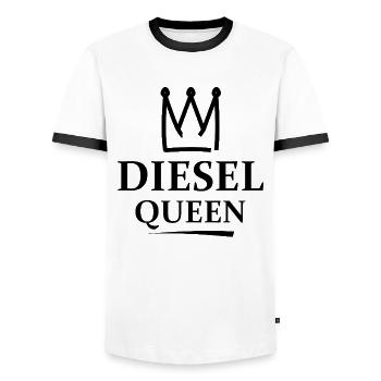 Diesel Queen - Men's Ringer Shirt - white/black - Front - AI Model Female 172 light (172cm) & AI Model Male 178 dark (178cm)