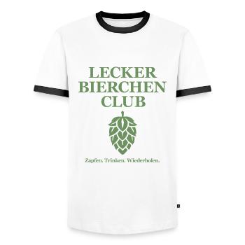 Lecker Bierchen Club - Lecker Bier - Lustig Party - Männer Kontrast-T-Shirt - Weiß/Schwarz - Vorne - AI Model Female 172 light (172cm) & AI Model Male 178 dark (178cm)