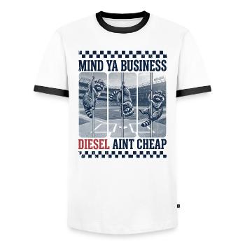 Mind Ya Business Diesel Ain't Cheap Geschenk - Männer Kontrast-T-Shirt - Weiß/Schwarz - Vorne - AI Model Female 172 light (172cm) & AI Model Male 178 dark (178cm)