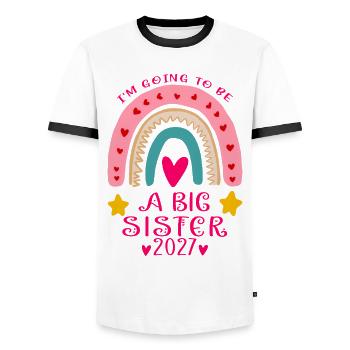 Grande Sœur 2027 Cœurs Arc-en-ciel - T-shirt contrasté Homme - blanc/noir - Devant - AI Model Female 172 light (172cm) & AI Model Male 178 dark (178cm)