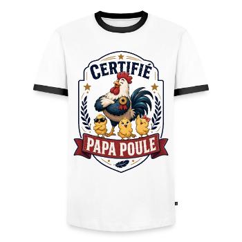 Zertifizierter Daddy Hen - Männer Kontrast-T-Shirt - Weiß/Schwarz - Vorne - AI Model Female 172 light (172cm) & AI Model Male 178 dark (178cm)
