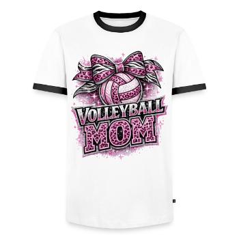 Volleyball-Mama Leopard | Mama und Sportgeschenk - Männer Kontrast-T-Shirt - Weiß/Schwarz - Vorne - AI Model Female 172 light (172cm) & AI Model Male 178 dark (178cm)