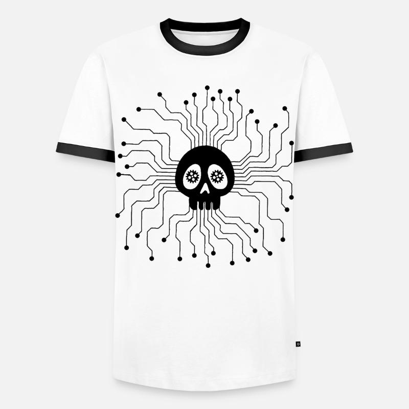 Microprocessor Skull (Black) - Men's Ringer Shirt - white/black