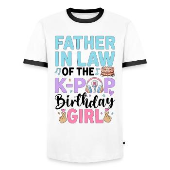Father in Law of The K-Pop Birthday Girl - Männer Kontrast-T-Shirt - Weiß/Schwarz - Vorne - AI Model Female 172 light (172cm) & AI Model Male 178 dark (178cm)