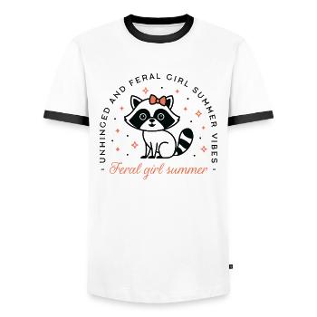 Wildes Mädchen Sommer-Waschbär-Ästhetik - Männer Kontrast-T-Shirt - Weiß/Schwarz - Vorne - AI Model Female 172 light (172cm) & AI Model Male 178 dark (178cm)