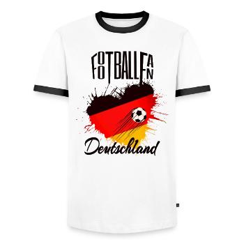 Fussball Fan Deutschland - Männer Kontrast-T-Shirt - Weiß/Schwarz - Vorne - AI Model Female 172 light (172cm) & AI Model Male 178 dark (178cm)