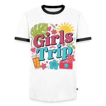 Girls Trip Tropical Sunshine - Men's Ringer Shirt - white/black - Front - AI Model Female 172 light (172cm) & AI Model Male 178 dark (178cm)