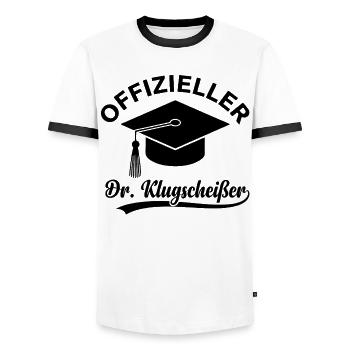 Ein offizieller Dr. Klugscheisser lustige Sprüche - Männer Kontrast-T-Shirt - Weiß/Schwarz - Vorne - AI Model Female 172 light (172cm) & AI Model Male 178 dark (178cm)