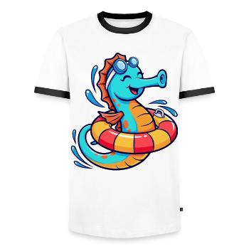 Funny seahorse - Men's Ringer Shirt - white/black - Front - AI Model Female 172 light (172cm) & AI Model Male 178 dark (178cm)