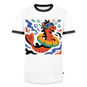 Cool seahorse - Men's Ringer Shirt - white/black - Front - AI Model Female 172 light (172cm) & AI Model Male 178 dark (178cm)