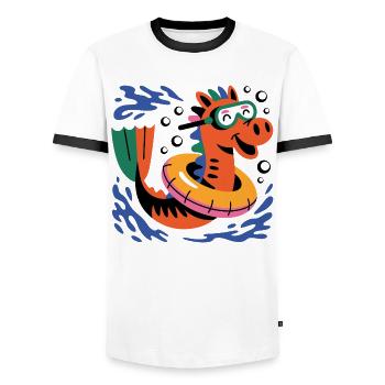 Funny seahorse - Men's Ringer Shirt - white/black - Front - AI Model Female 172 light (172cm) & AI Model Male 178 dark (178cm)