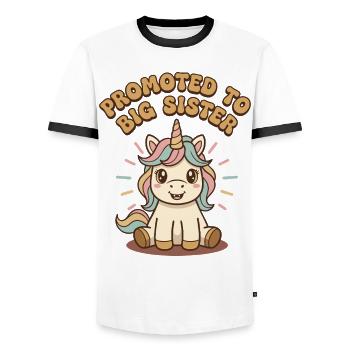 Gender Reveal Promoted To Big Sister Baby Shower - Men's Ringer Shirt - white/black - Front - AI Model Female 172 light (172cm) & AI Model Male 178 dark (178cm)