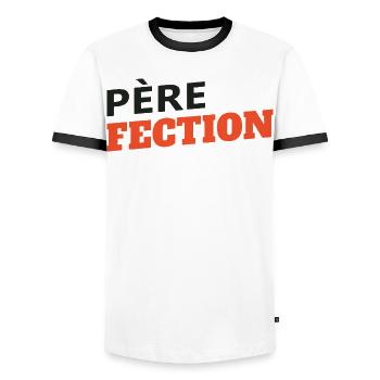 Father Fection Personalisiertes Humorgeschenk - Männer Kontrast-T-Shirt - Weiß/Schwarz - Vorne - AI Model Female 172 light (172cm) & AI Model Male 178 dark (178cm)