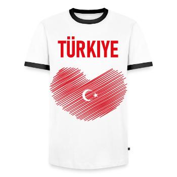 TÜRKEI TÜRKIYE TÜRKISCHE Europa Sport Fan - Männer Kontrast-T-Shirt - Weiß/Schwarz - Vorne - AI Model Female 172 light (172cm) & AI Model Male 178 dark (178cm)