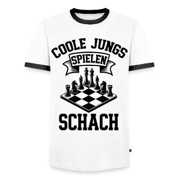 Coole Jungs spielen lustige Schach Spiel Sprüche - Männer Kontrast-T-Shirt - Weiß/Schwarz - Vorne - AI Model Female 172 light (172cm) & AI Model Male 178 dark (178cm)