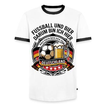 Football and Beer - Germany 2026 - Men's Ringer Shirt - white/black - Front - AI Model Female 172 light (172cm) & AI Model Male 178 dark (178cm)